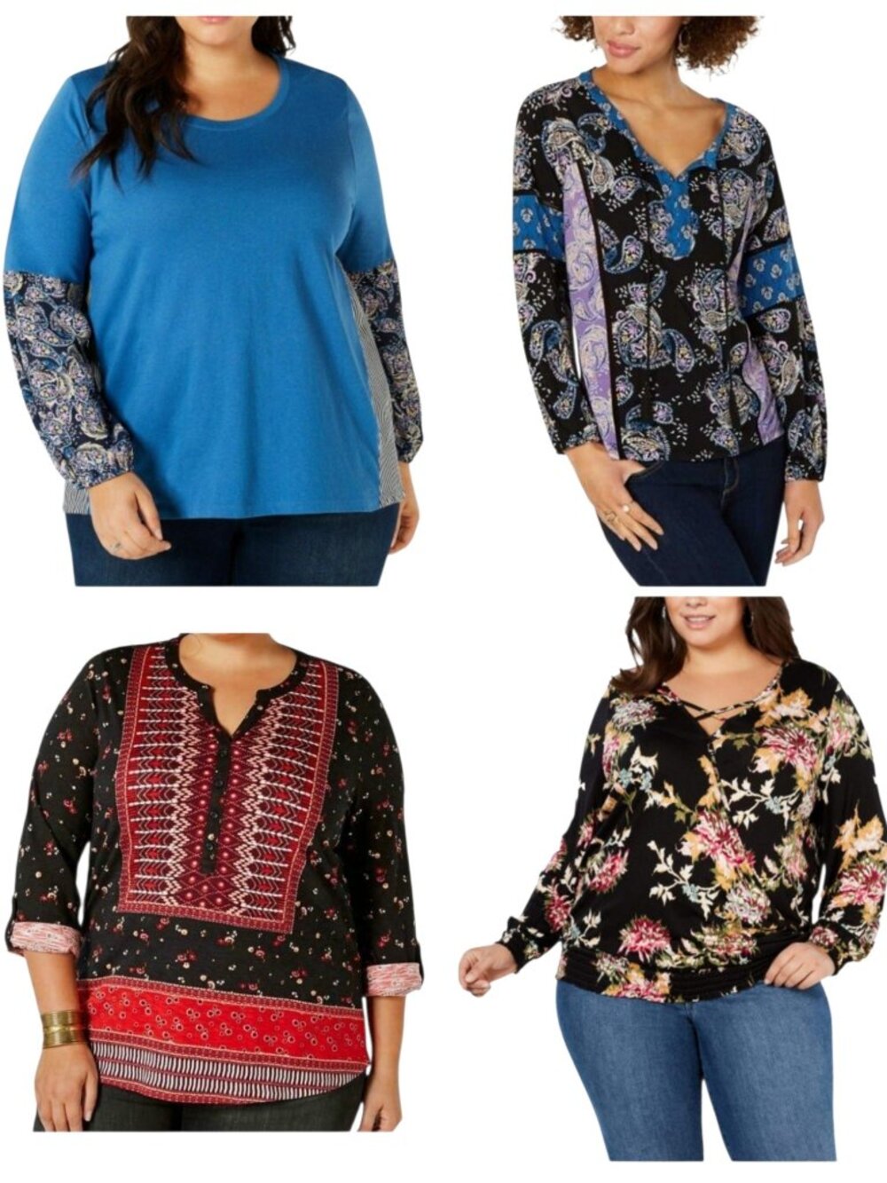NWT 4 Piece Style & Co Blouse Top Bundle Lot - Plus 1X - Long Sleeve